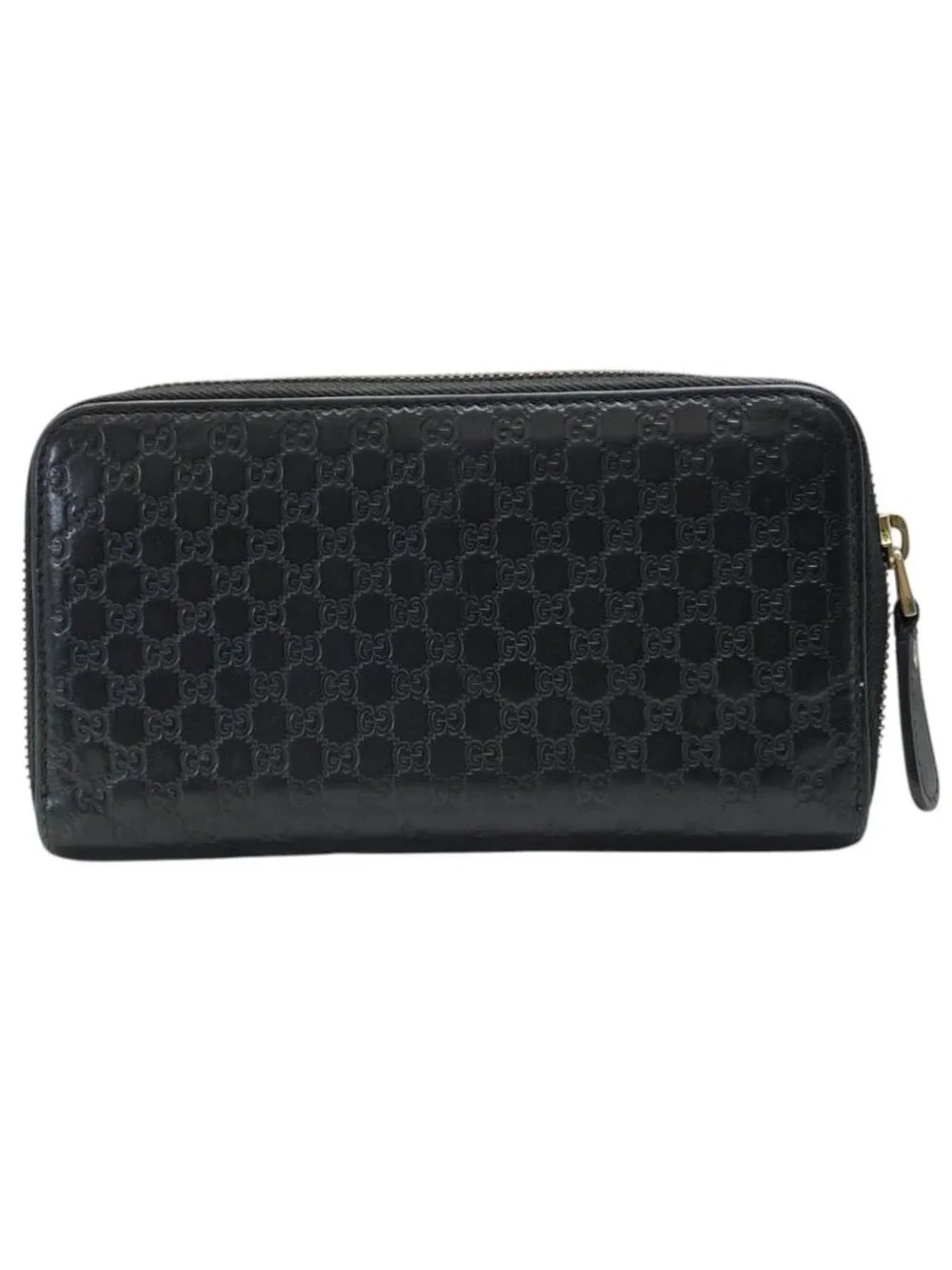 Gucci Micro Guccissima Wallet Zip Around Logo Leather Black Sophistication - Picture 2 of 9
